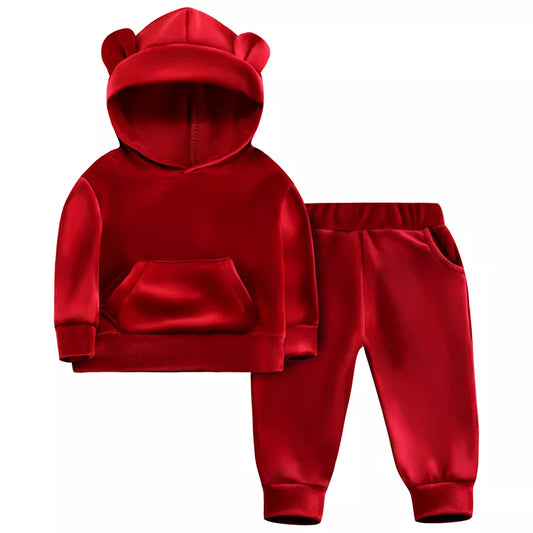 Baby  Velvet Hooded Clothing Set